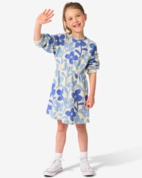 051 Kinderjurk Bloemen Blauw (blauw)