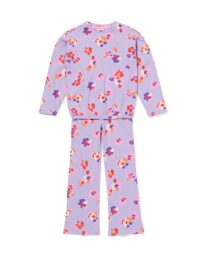 051 Kinderkledingset Rib Bloemen Lavendel (lavendel)