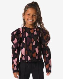 HEMA HEMA Kinder T-shirt Hartjes Zwart (zwart)