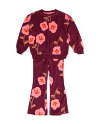 HEMA Kinder kledingset trui en legging bloemen bordeauxrood (bordeauxrood)
