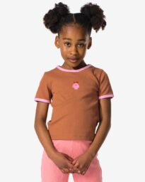 HEMA HEMA Kinder T-shirt Rib Hond Bruin (bruin)