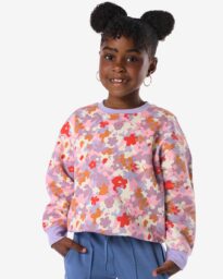 HEMA HEMA Kindersweater Bloemen Lavendel (lavendel)