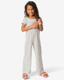HEMA Kinderjumpsuit Bloemen Lichtblauw (lichtblauw)