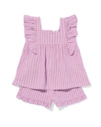 HEMA Baby Kledingset Mousseline Strepen Paars (paars)