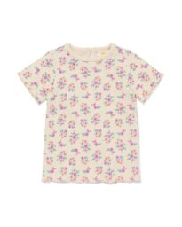 baby T-shirt rib bloemen ecru