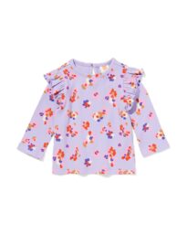 HEMA Babyshirt Volant Bloemen Paars (paars)