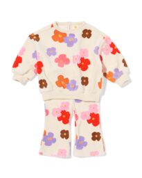 HEMA Baby kledingset bloemen ecru