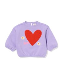 babysweater hartjes paars