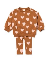 051 Baby Kledingset Hartjes Bruin (bruin)