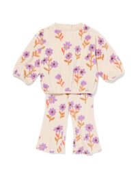 HEMA HEMA Baby Kledingset Bloemen Ecru (ecru)
