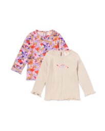 HEMA HEMA Baby Shirts Rib Bloemen Roze (roze)