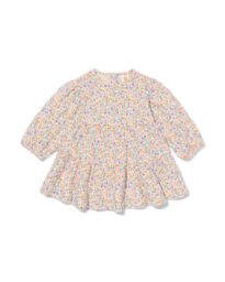 babyjurk mousseline bloemen gebroken wit