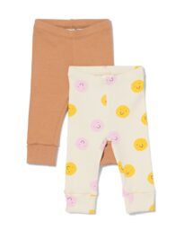 babyleggings rib gezichtjes - 2 stuks bruin