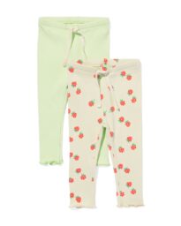 HEMA Babyleggings Rib Framboos - 2 Stuks Lime (lime)