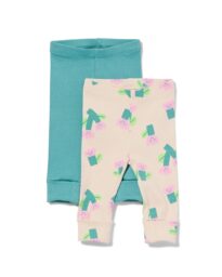 babyleggings rib bloemen - 2 stuks groen