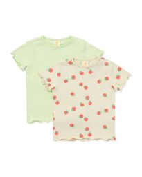 HEMA Baby T-shirts Framboos - 2 Stuks Groen (groen)