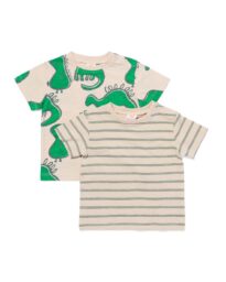 HEMA Baby T-shirts Monster Strepen - 2 Stuks Ecru (ecru)