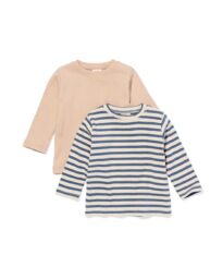 baby T-shirt strepen - 2 stuks bruin