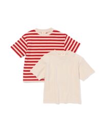 baby T-shirts rib strepen - 2 stuks rood