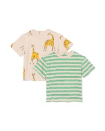 HEMA Baby T-shirts Giraf - 2 Stuks Ecru (ecru)