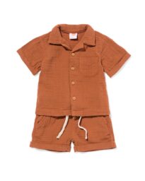 HEMA Baby Kledingset Strepen Bruin (bruin)
