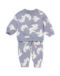 051 Baby Kleding Sweatset Vogels Blauw (blauw)