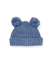 051 Babymuts Pompon Blauw (blauw)