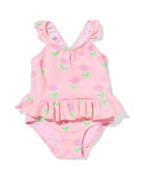 babybadpak bloemen koraalroze