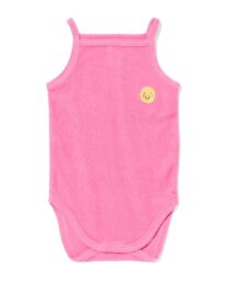 romper katoen met stretch gezichtje roze