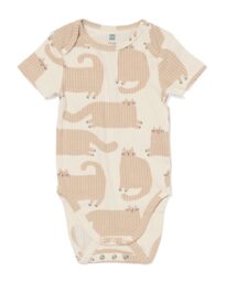 meegroeiromper rib bamboe met stretch dieren beige