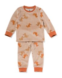 051 Babypyjama Velvet Honden Bruin (bruin)