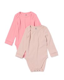 2-pak rompers bamboe rib roze
