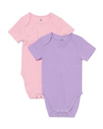 meegroei rompers rib bamboe met stretch dieren - 2 stuks lavendel