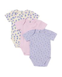 rompers katoen met stretch fruit - 3 stuks paars