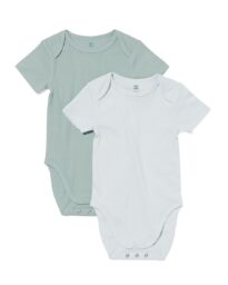 HEMA Meegroeirompers Rib Bamboe Met Stretch - 2 Stuks Blauw (blauw)