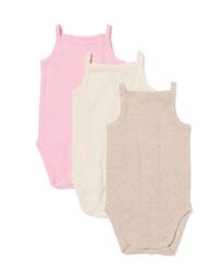 rompers rib katoen met stretch - 3 stuks roze
