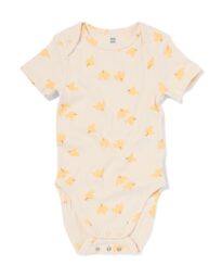 HEMA Meegroeiromper Rib Bamboe Met Stretch Vogels Geel (geel)