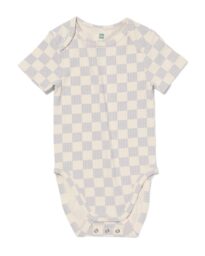 HEMA Meegroeiromper Rib Bamboe Met Stretch Ruiten Blauw (blauw)