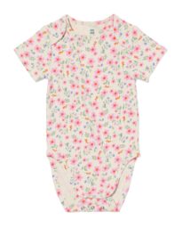 HEMA Meegroeiromper Rib Bamboe Met Stretch Bloemen Roze (roze)