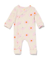 newborn meegroei boxpakje rib bamboe met stretch bloemen ecru