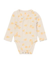 HEMA Newborn Meegroei Overslagromper Rib Met Bamboe Stretch Vogels Ecru (ecru)
