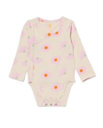 newborn meegroei overslagromper rib met bamboe stretch bloem ecru
