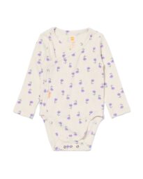 HEMA Newborn Meegroei Overslagromper Rib Met Bamboe Stretch Bloemen Gebroken Wit (gebroken wit)