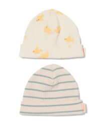 HEMA Baby Mutsen Rib Met Bamboe Vogels - 2 Stuks
