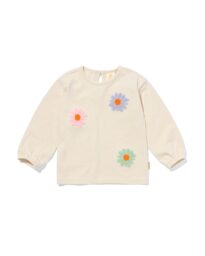 HEMA Newborn T-shirt Bloemen Ecru (ecru)