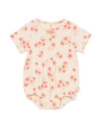 HEMA Newborn Romper Rib Bloemen Ecru (ecru)