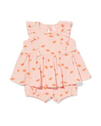 HEMA Newborn Kledingset Rib Bloemen Lichtroze (lichtroze)