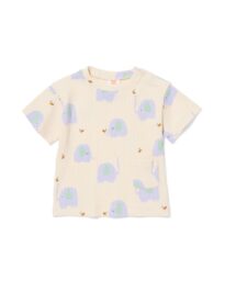 HEMA Newborn T-shirt Rib Olifanten Ecru (ecru)