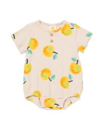 HEMA Newborn Romper Rib Katoen Met Stretch Citroenen Ecru (ecru)