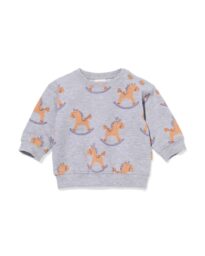 051 Newborn Sweater Paard Grijsmelange (grijsmelange)